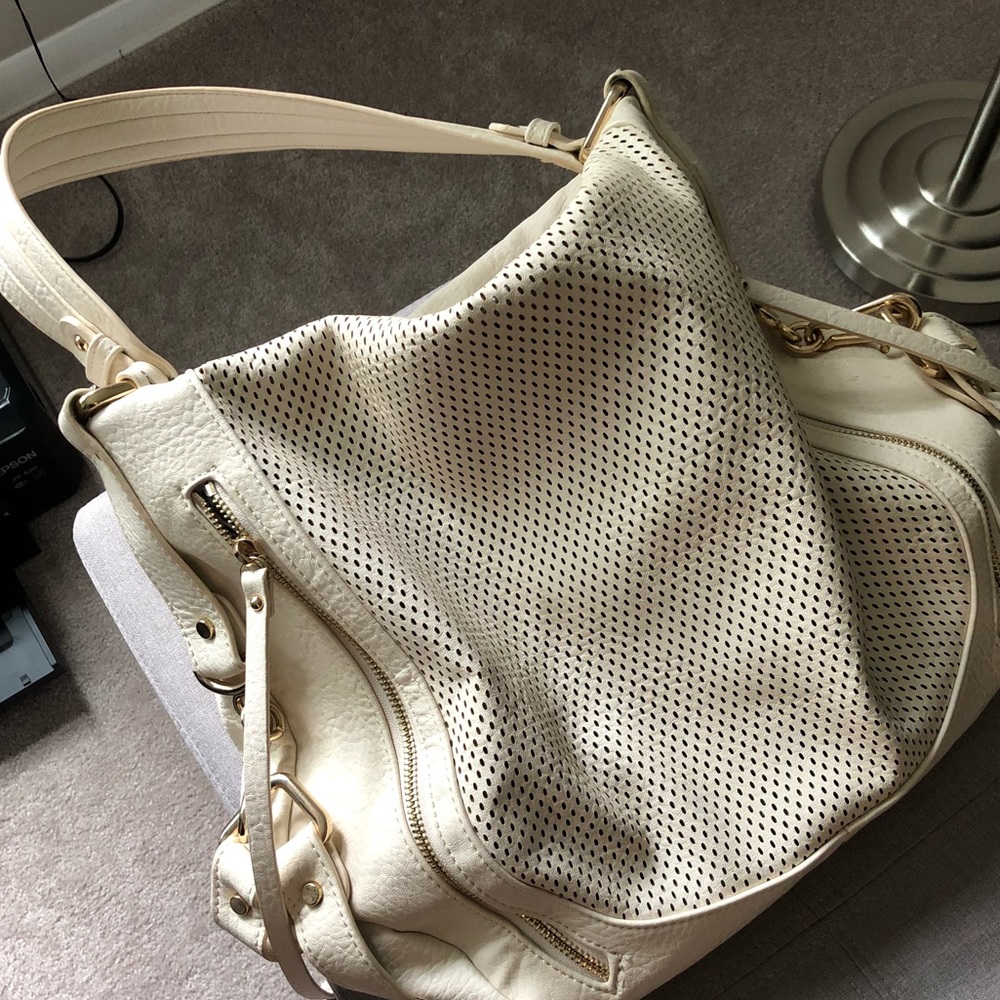 White leather purse